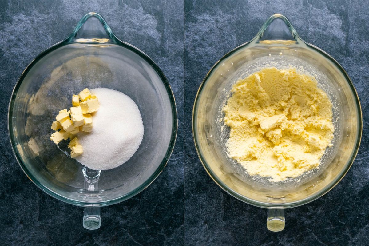 Vegan butter and white sugar creamed together in stand mixer