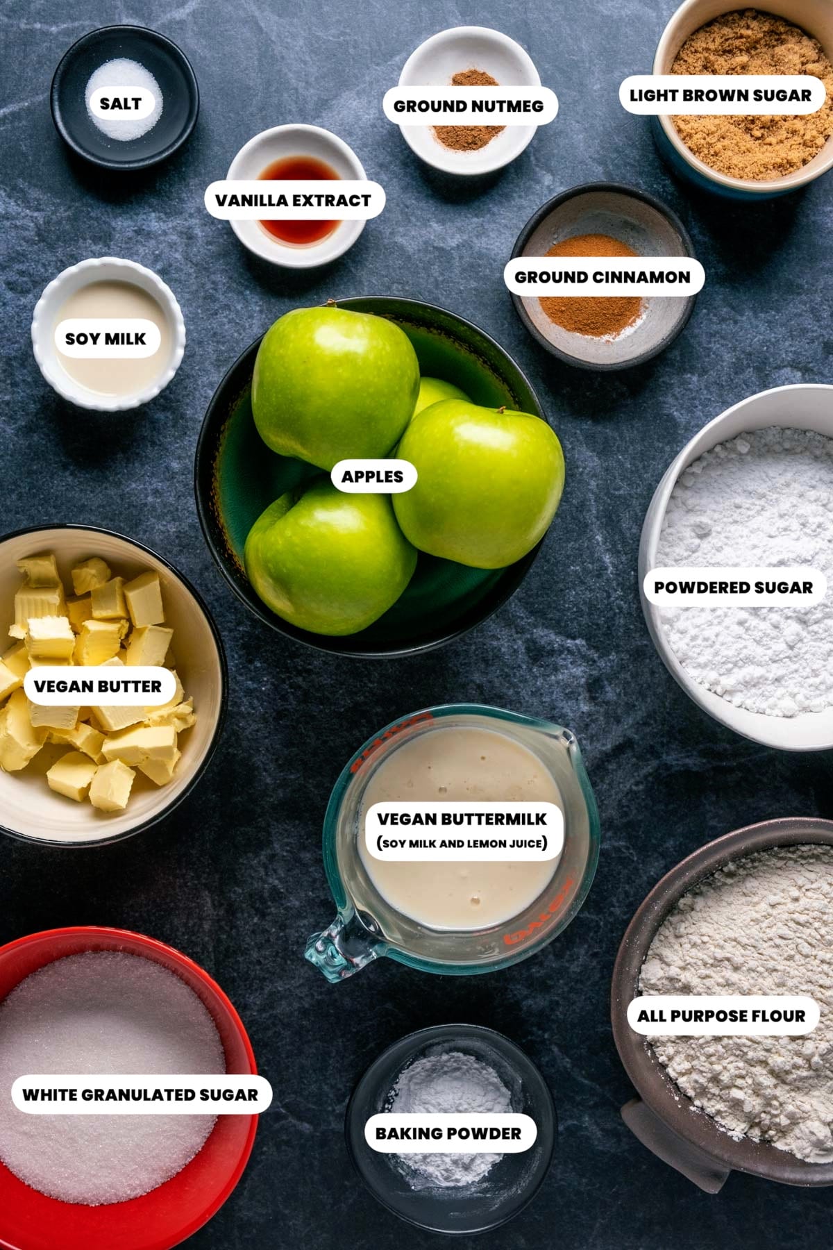 Recipe Ingredients for vegan apple bread