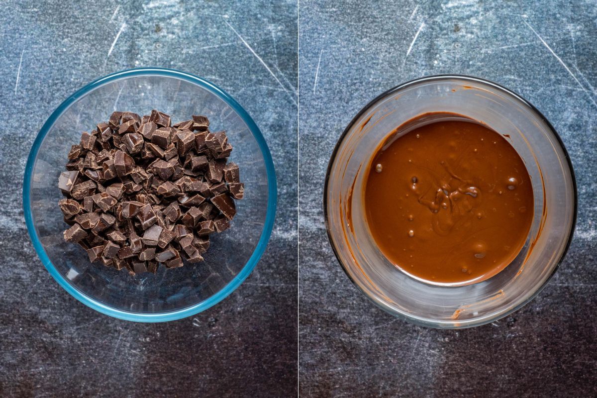 Melted chocolate before and after