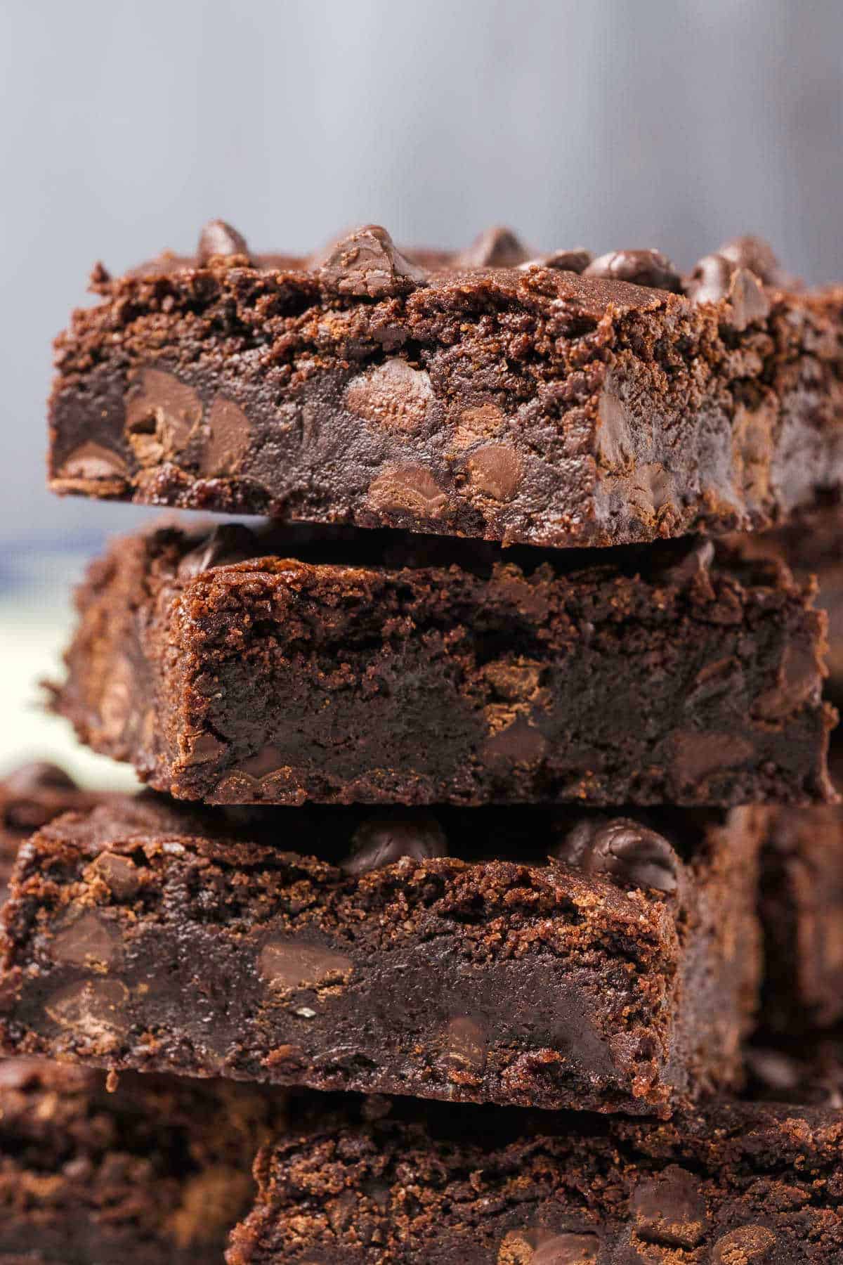 Photo of a stack of brownies.