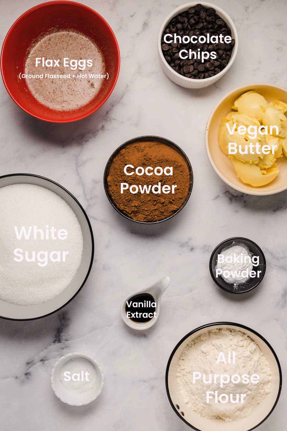 Photo of ingredients needed to make vegan brownies.