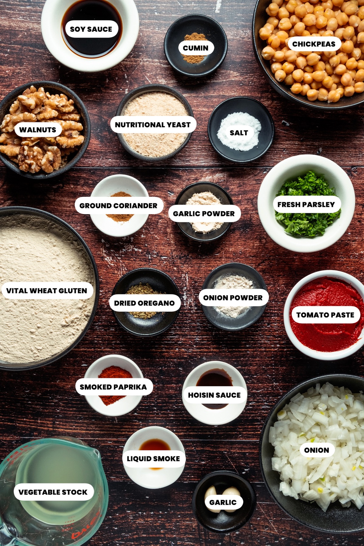 Ingredients for vegan meatballs.
