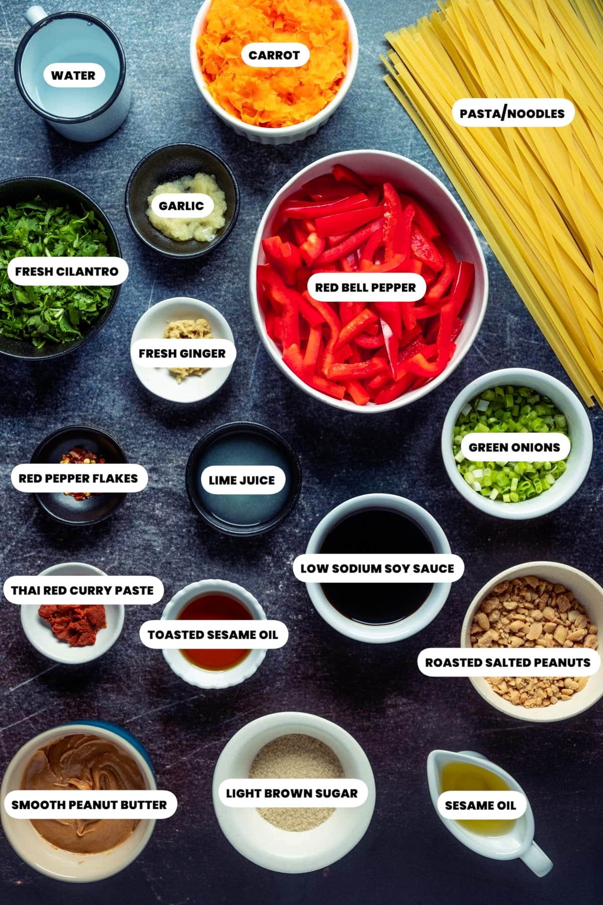Ingredients for Vegan Thai Peanut Noodles