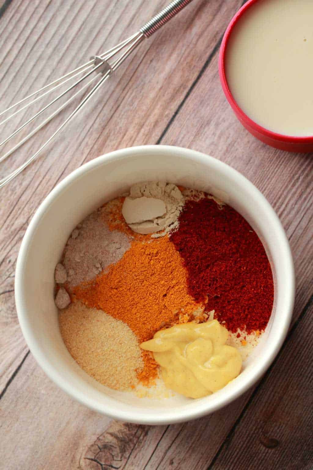 Spices for tofu scramble in a bowl. 