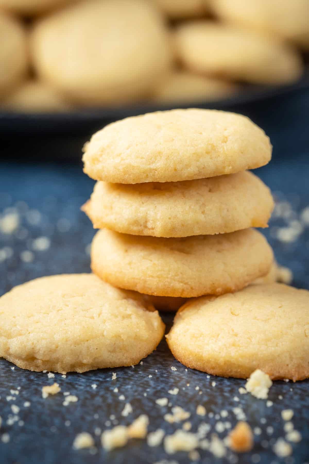 Vegan vanilla wafers in a stack.